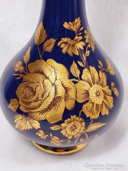 *KPM Royal Cobalt Blue Bavaria kézzel készített arany festmény virágos váza