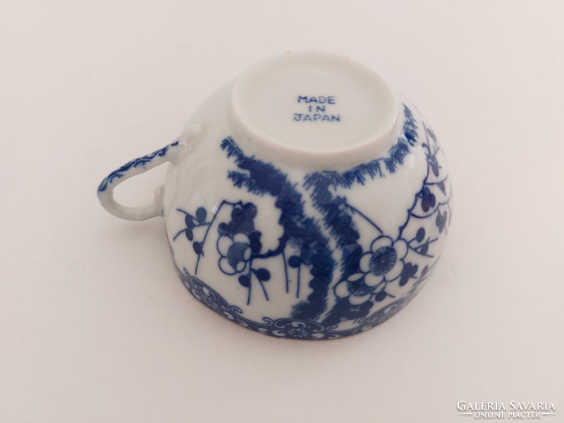 Régi japán porcelán csésze cseresznyevirágos kék fehér teás