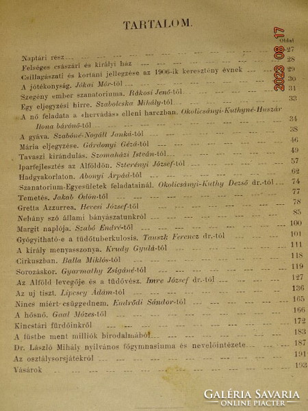 Sanatorium calendar 1906