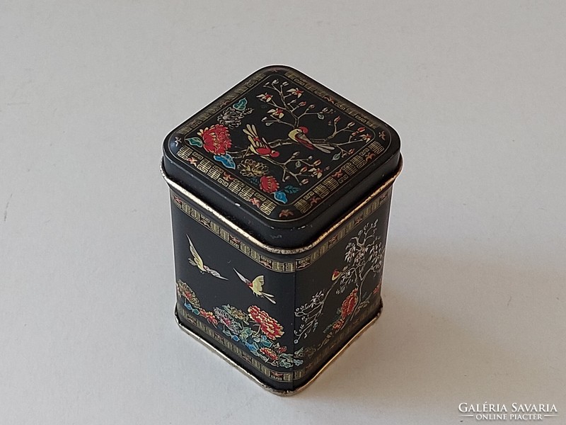 Old mini metal box with oriental pattern tea box Japanese