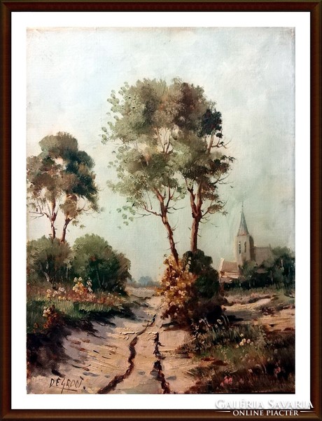 Beautifully painted, marked, very old landscape (oil, 40 x 30, no frame)