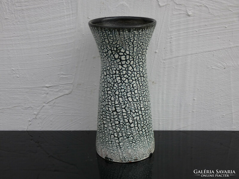 Károly Bán's cracked glazed applied art vase from the 1960s