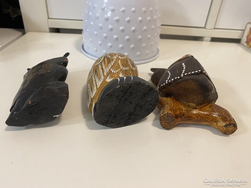 3 pcs wooden owl ornament statue ornament 11 cm pieces of a huge owl collection.