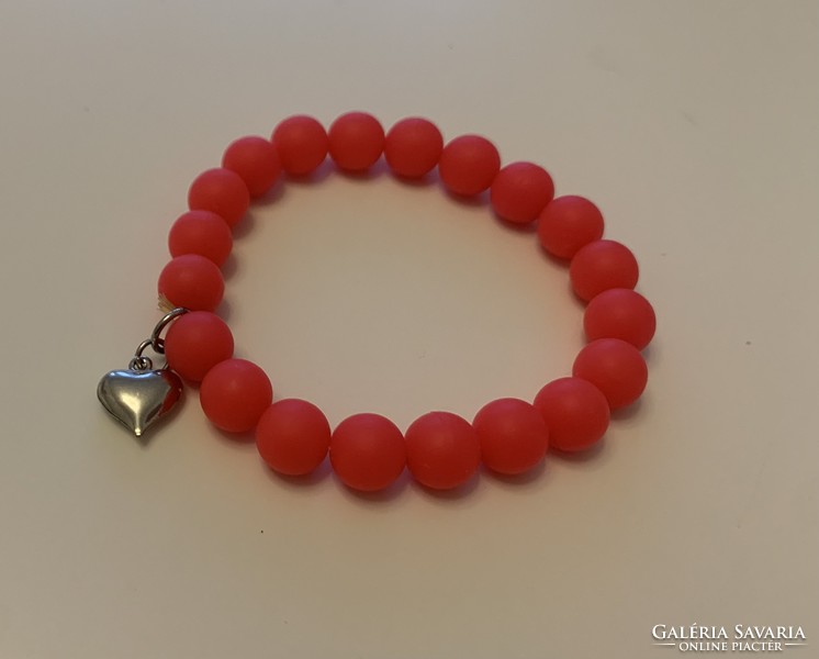 New interesting silicone ball strawberry silver color heart charm zuszuk bangle bracelet
