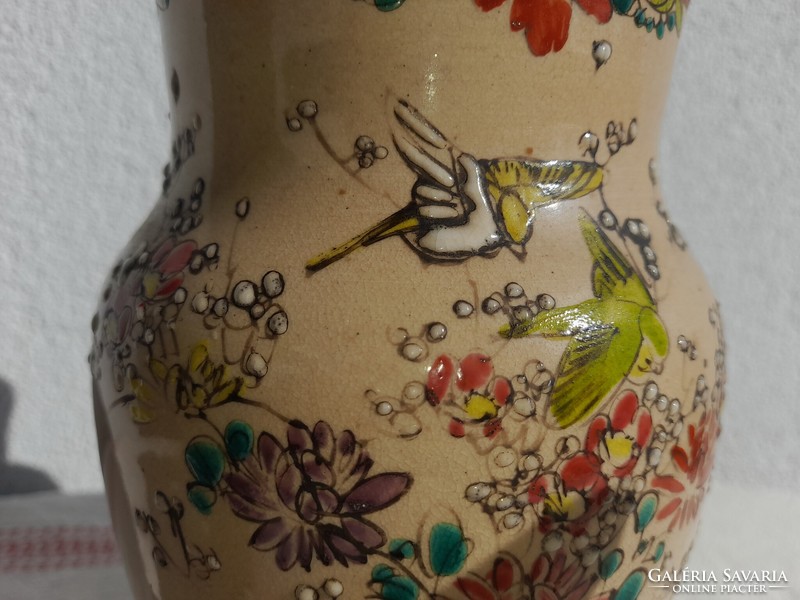 ORIENTALISTA HISTORIZÁLÓ fajansz lámpatest / váza, XIX. szd, kézi festésű, szignózott