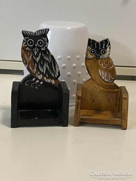 2 pcs owl wooden decoration ornament mini shelf (pieces of an old collection)