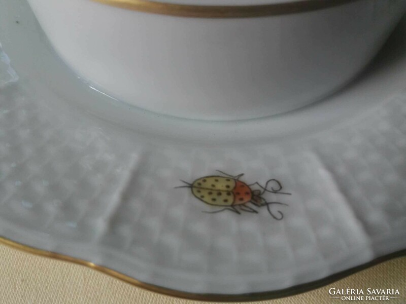 Herend porcelain butter dish with lemon tongs