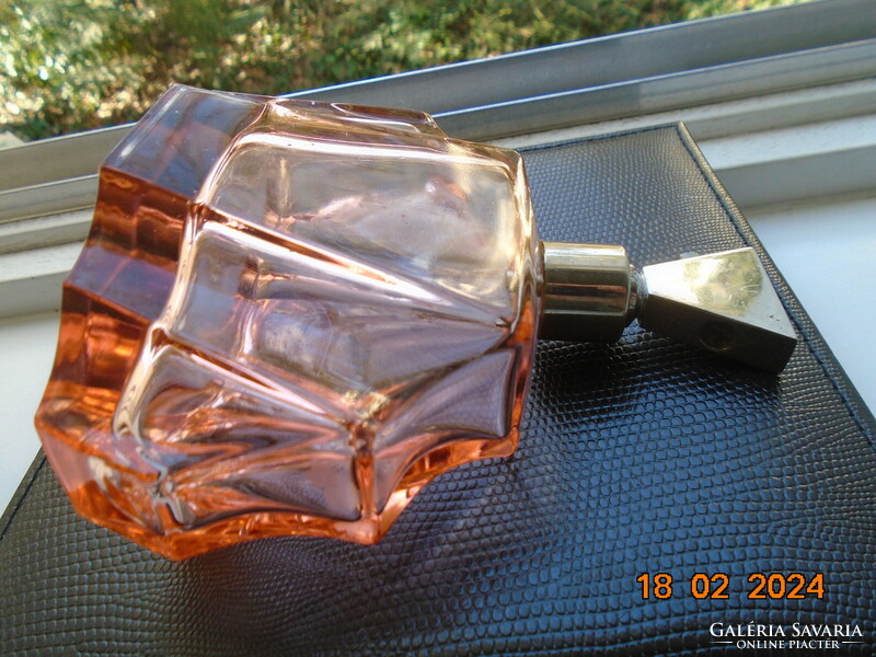 Art-deco antique salmon pink steamed glass