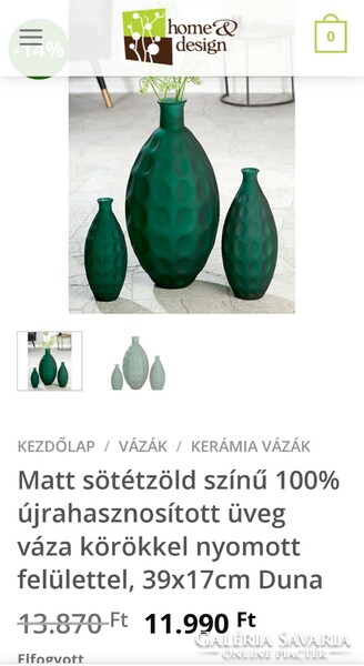 Matt zöld üveg váza