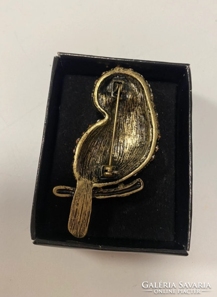 Elegant owl brooch with rhinestones, 6 cm, very decorative, nobody used it, a collection dar