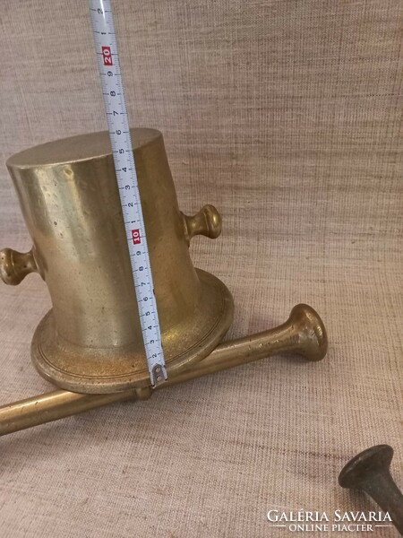 Monumental size brass mortar with pestle