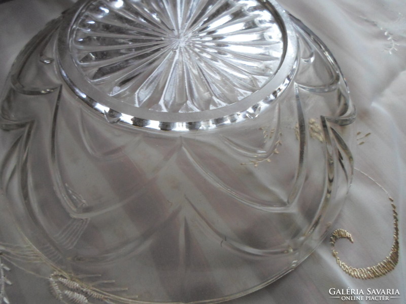 Retro / vintage glass bowl, thick glass centerpiece, deep bowl (salad, compote) 4.