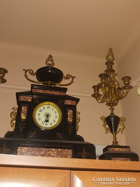 Antique fireplace clock set