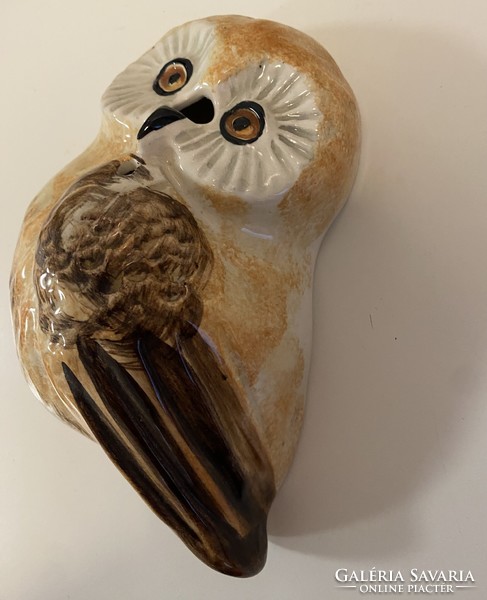 Marked, Toni Raymond ceramic owl wall hanging mid-century vintage wall decoration 15 cm