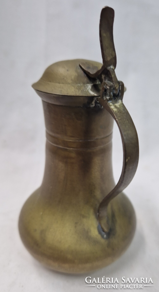 Old copper spout with lid in preserved condition 291 g. 14 Cm.