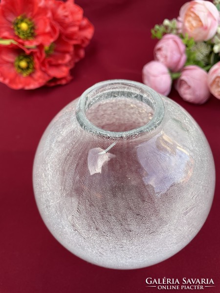 White 13.5 Cm Tall Cracked Veil Glass Veil Carved Bath Glass Vase Collectors