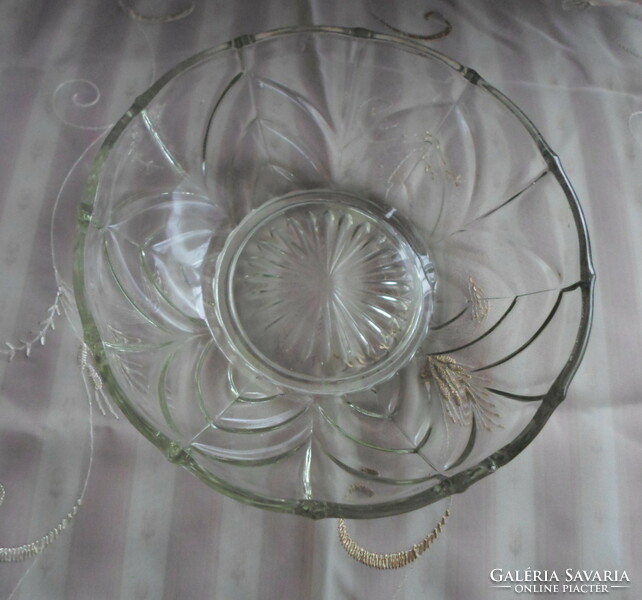 Retro / vintage üvegtál, vastag üveg asztalközép, mély tál (salátás, kompótos) 3.
