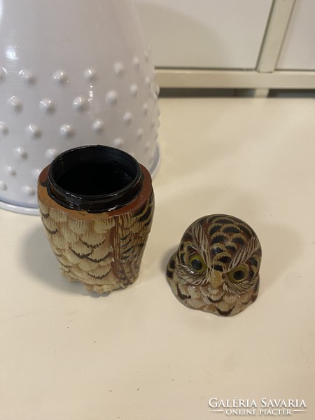 A wooden owl with a removable head, e.g. Toothpick holder 9 cm (one piece of a huge collection)