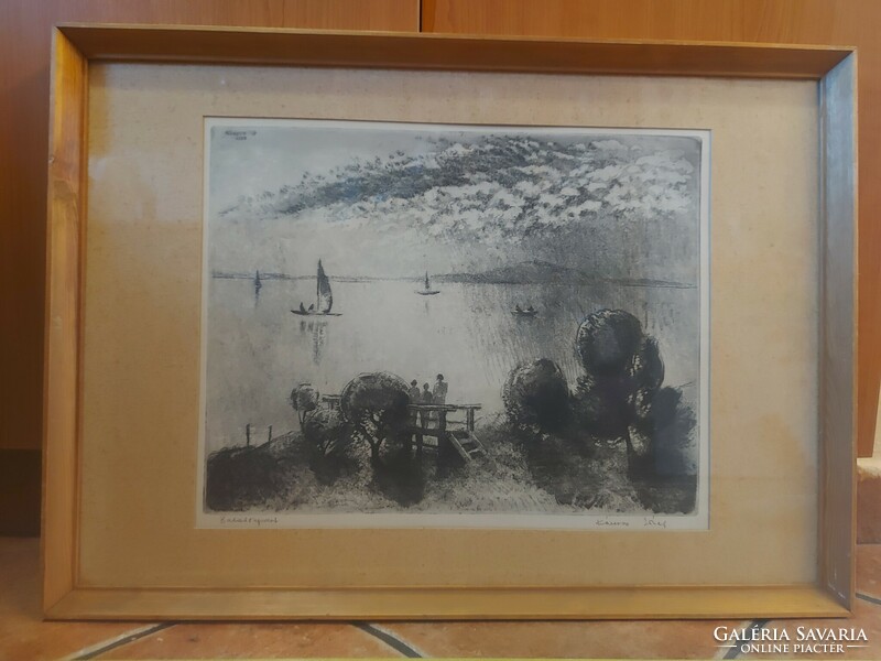 József Kórusz etching, approx. 60 cm in a frame