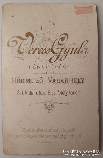 Antik vizitkártya (CdV) fotó, Magyar Királyi Csendőr portré, Veress Gyula, Hódmező-Vásárhely