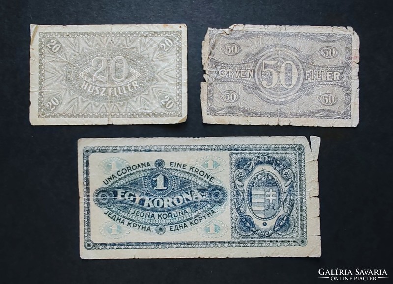 20 + 50 Fillér + 1 Korona 1920, VG-VG+