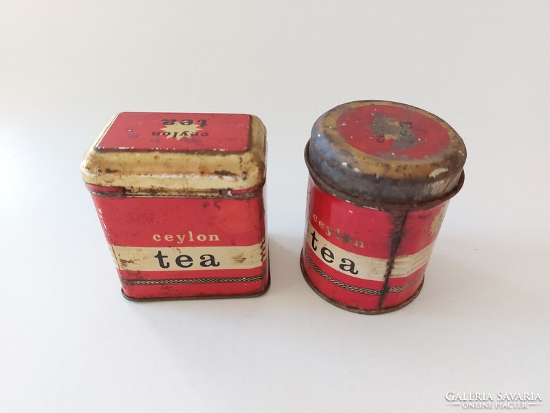 Old metal box Ceylon tea box 2 pcs