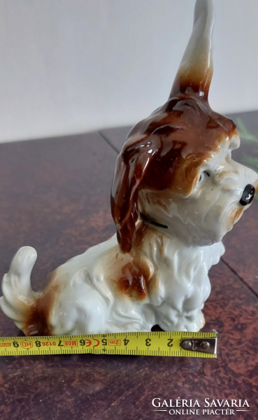 Antique unmarked (wagner & apel) porcelain dog with ears and watch, 14 cm high