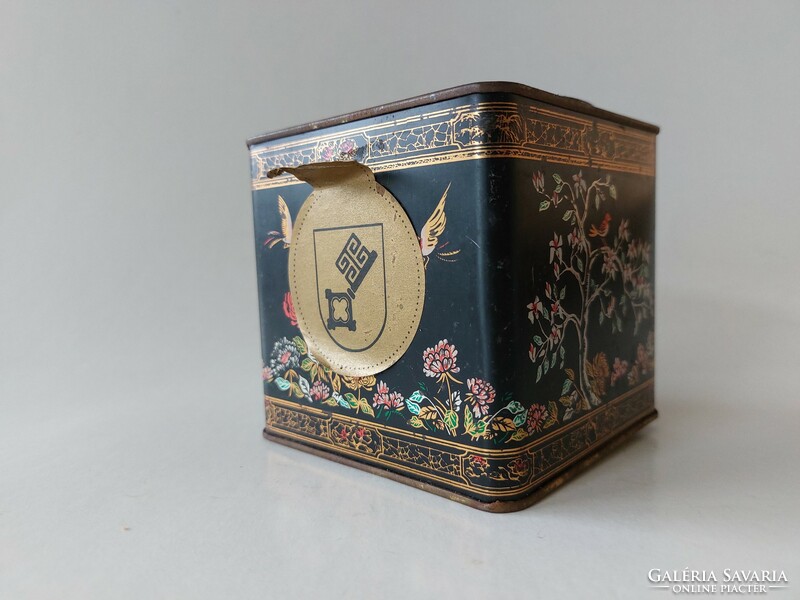 Old metal box oriental pattern retro tea box 1982 monimpex compack