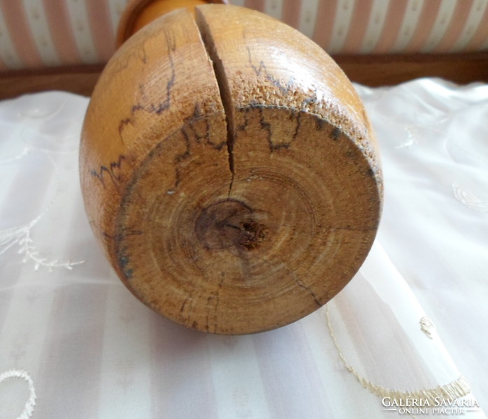 Retro fa váza, kézműves díszváza (1960-1970-es évek)