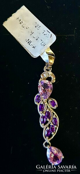 Silver 925 pendant inlaid with amethyst stones