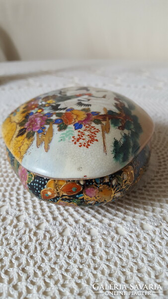 Gyönyörű mandzsú darvas,Satsuma kínai porcelán ékszertartó