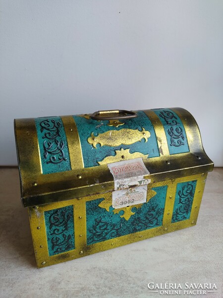 Füles lemez doboz türkiz arany színben
