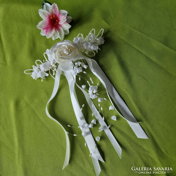 Wedding had158 - snow white rose, beaded traditional comb hair ornament, wreath