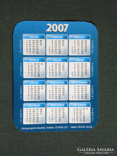 Card calendar, smaller size, Dr. József Garami, veterinarian Pécs, dog, cat, 2007, (6)