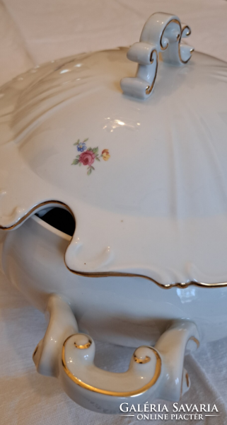 Porcelain soup bowl with Zsolnay flower pattern