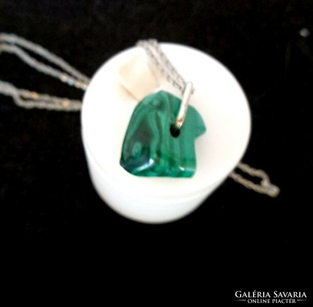 Malachite natural small drilled pendant with chain