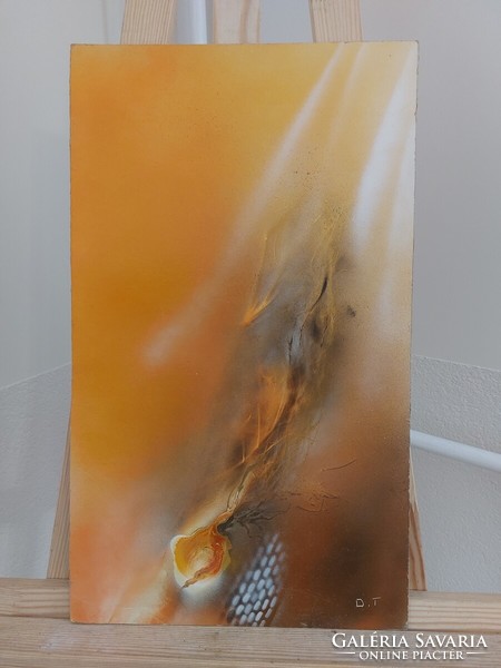 (K) Dani Tamás' painting in the wind c 30x50 cm