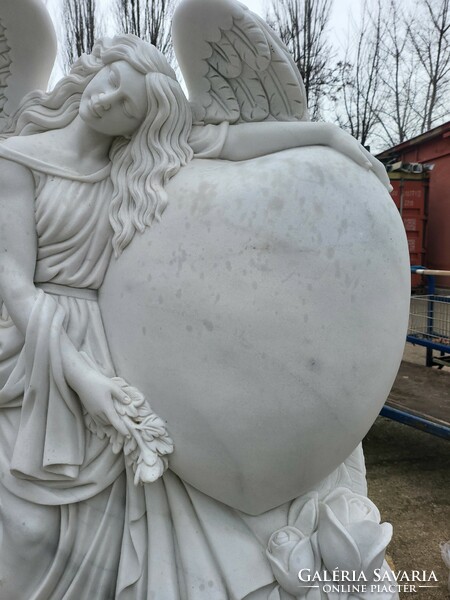 White Marble Angel Tombstone Memorial, Tombstone, Tombstone Ornament, Headstone, Garden Statue