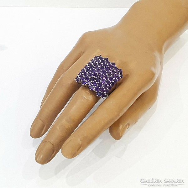 925 Silver ring with real amethyst gemstones