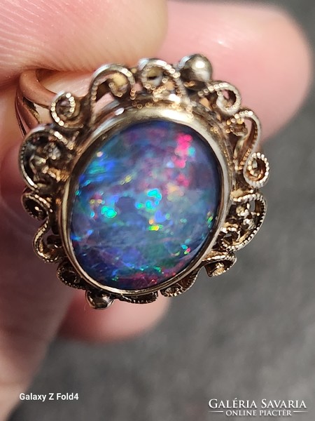 Gold opal cocktail ring