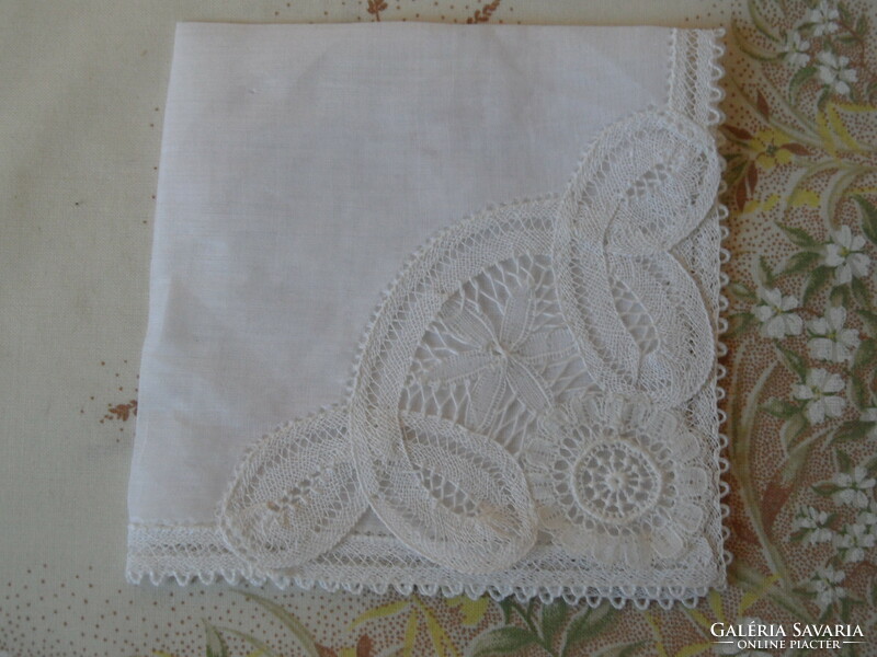 Brussels lace white handkerchief