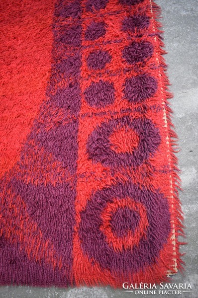 Industrial art abstract pattern, retro handmade wool rug 70s 200 x 140 cm