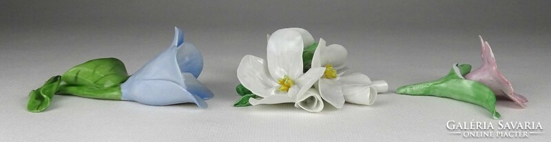 1Q476 old damaged rare Herend porcelain flower 3 pieces