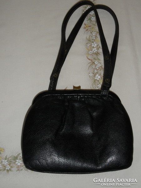 Intermod black leather shoulder bag with radish