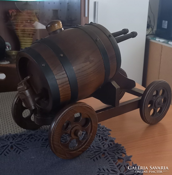 Hand carved oak wine barrel