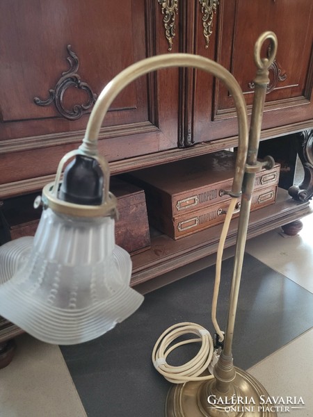 Antique copper desk banker lamp