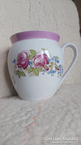 Old porcelain soup bowl, pink, large sour cream jug, 1.5l