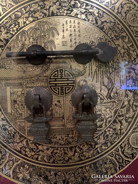 Hand forged Asian copper door lock in shadow box