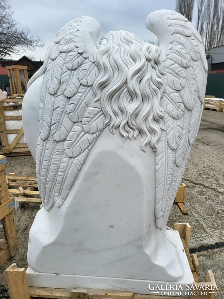 White Marble Angel Tombstone Memorial, Tombstone, Tombstone Ornament, Headstone, Garden Statue