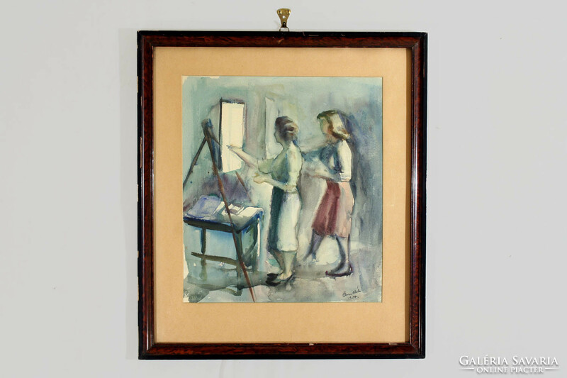 Orosz Béla - Rajziskola II. 1957. Akvarell Papír | Műteremben Festőiskola Festőkurzus Festőtanfolyam